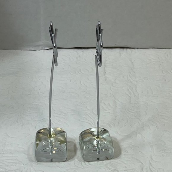 Two(2) Wired Star Photo Holder Desk Display Postcard Glass Stand 4.25" Tall - Picture 5 of 6